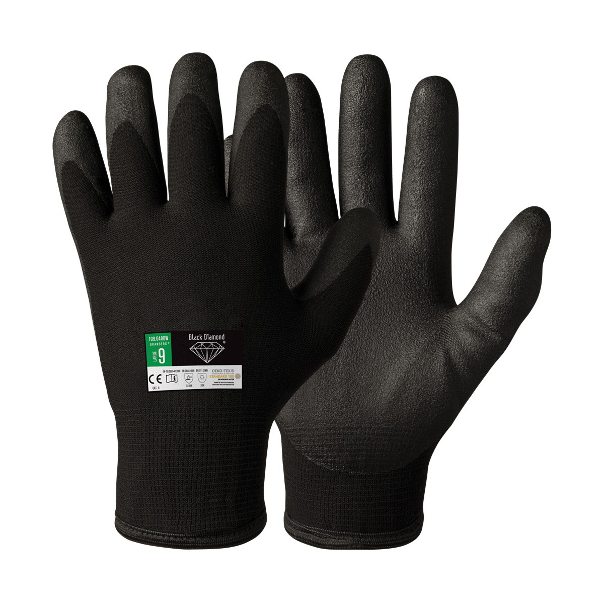 アセンブリ ウィンター グローブ ブラック ダイヤモンド、Oeko-Tex® 100 承認済み、12 ペア