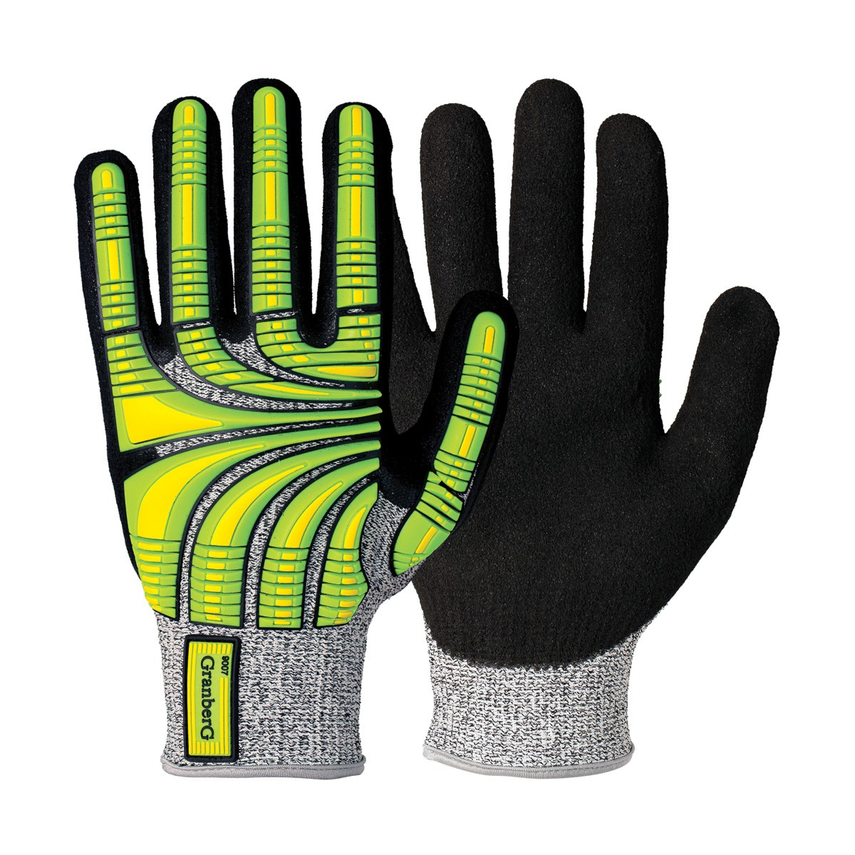 耐切創衝撃性ハイビズ保護手袋、6双