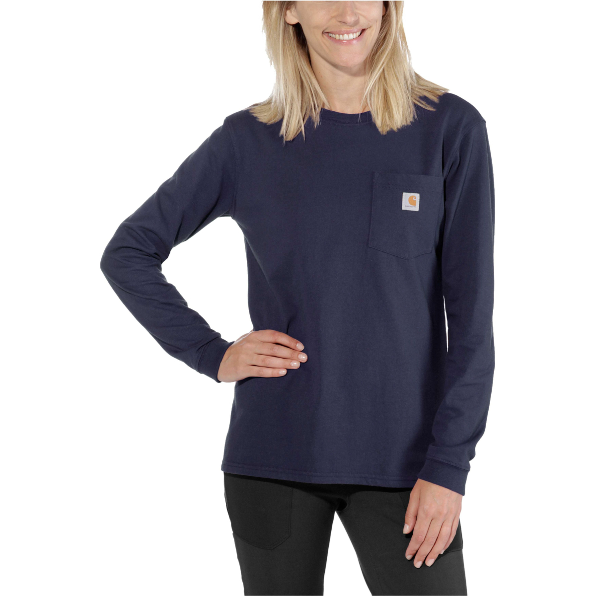 ルーズフィットのヘビーウェイト長袖ポケットTシャツ