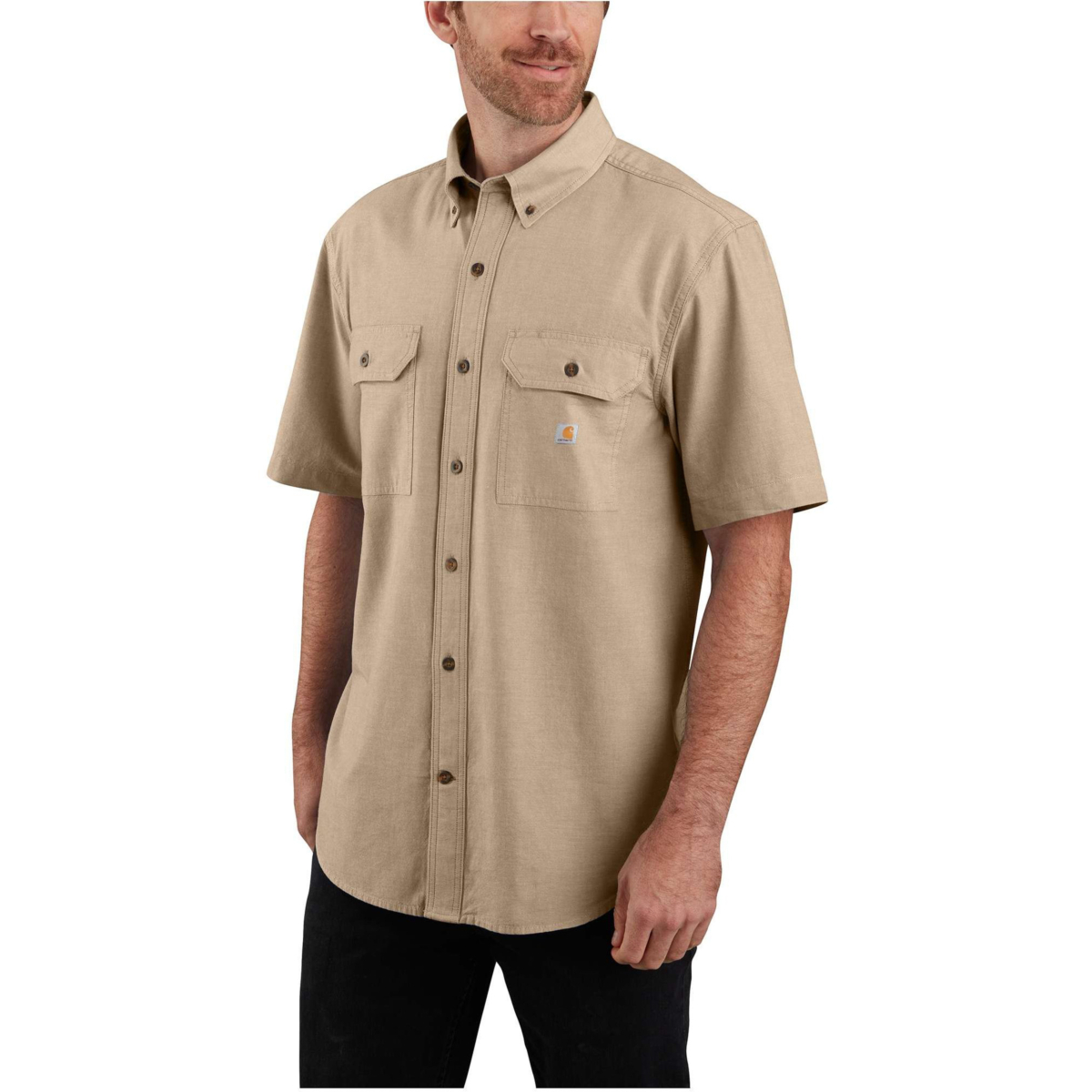 ルーズフィットミッドウェイトシャンブレー半袖シャツ