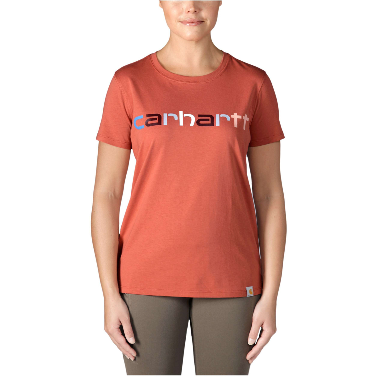 リラックスフィットの軽量半袖マルチカラーロゴグラフィックTシャツ