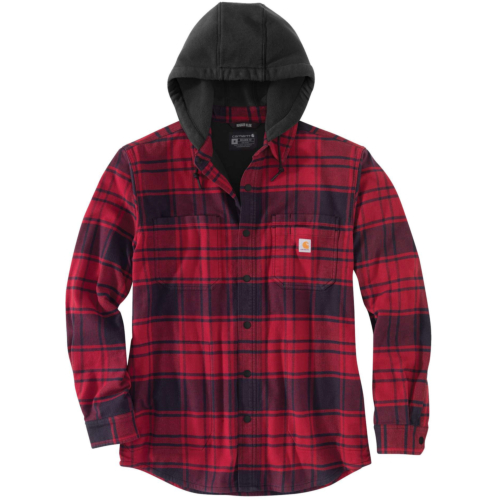 Rugged flex® リラックスフィット フランネル フリース裏地付きフード付きシャツ ジャック